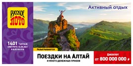 Проверить билет 1401 тиража Русского лото (Нажмите, чтобы увеличить) Проверить билет 1401 тиража Русского лото